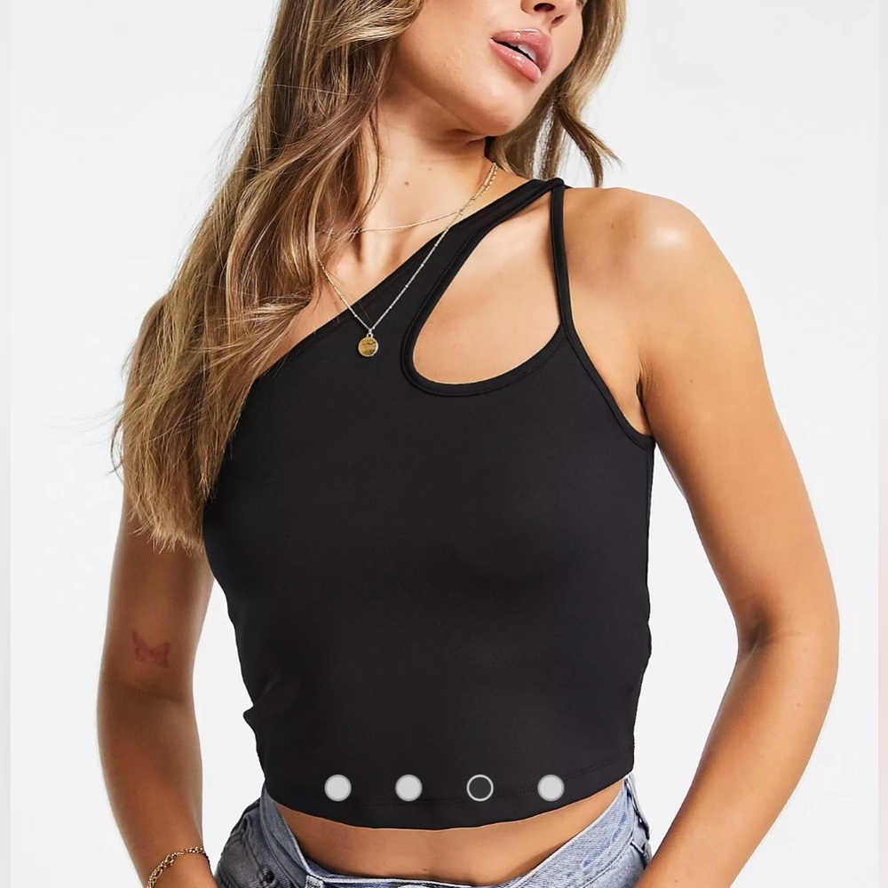 & Other Stories One Shoulder Black Crop Top